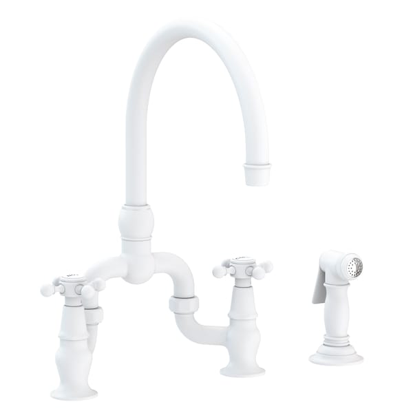 Newport Brass Kitchen Bridge Faucet With Side Spray in Matte White 9460-52 - main